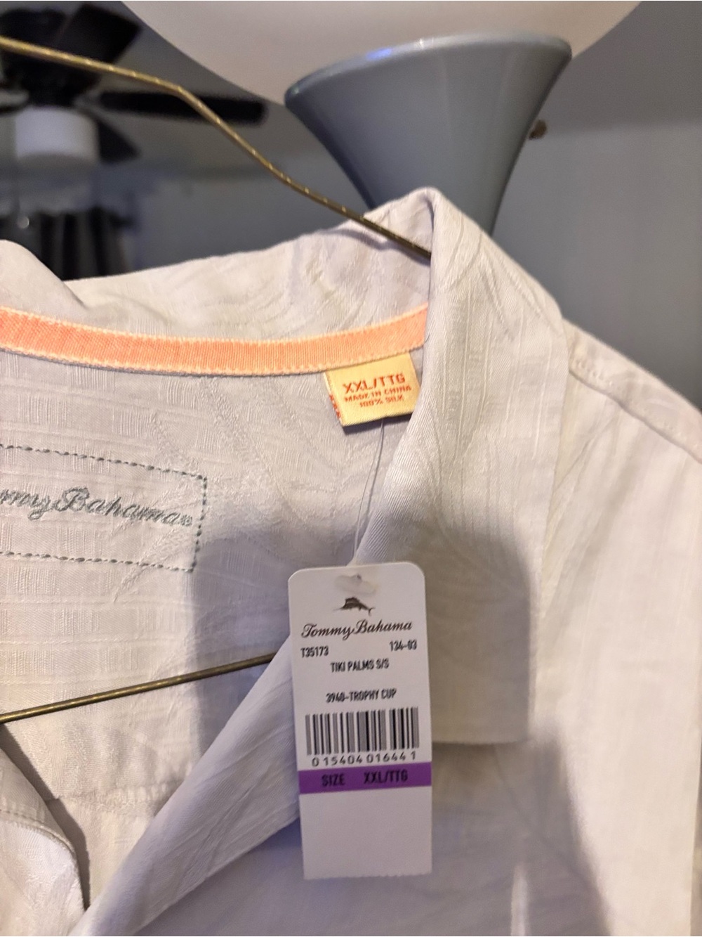 Tommy Bahama short-sleeve camp shirt features a subtle tropical tonal pattern - Picture 3 of 5